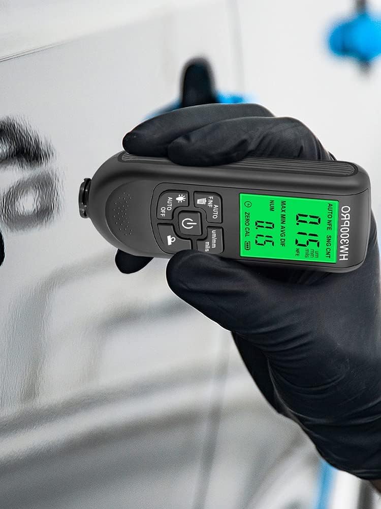 Abizarch Paint Thickness Gauge Meter Fe/NFe Probe Coating Thickness Gauge Professional Multifunctional Car Paint Depth Gauge Test Precise HW-300PRO for Car Automatic Detection(black) (black) - Image 3